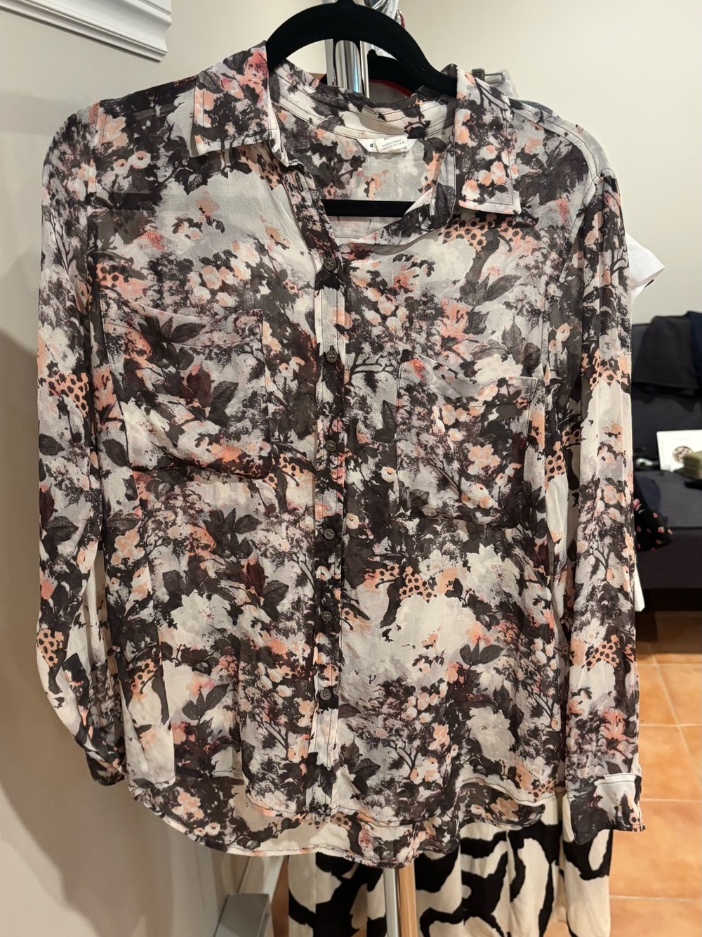 Club Monaco Silk Floral Shirt